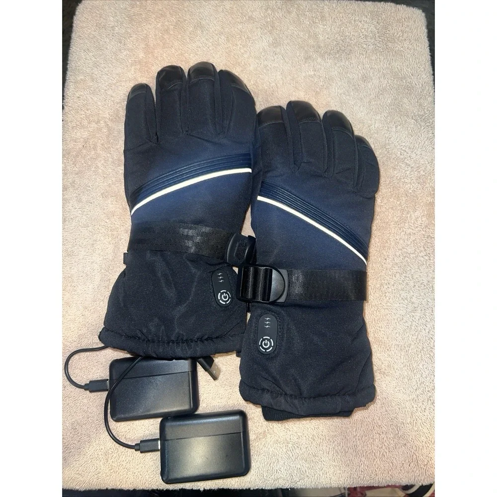 Heated Gloves Unisex w/Rechargeable Battery Waterproof Black Size Large Tested